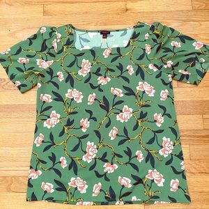Ann Taylor green floral blouse.